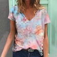 thumbnail image 1 of Hauts d'Été pour Femmes Grande Taille Femmes Été Blouse Imprimée T-Shirts Décontractés Col en V Manches Courtes T-Shirts Hauts Col en V T-Shirt Femmes en Liquidation, 1 of 5