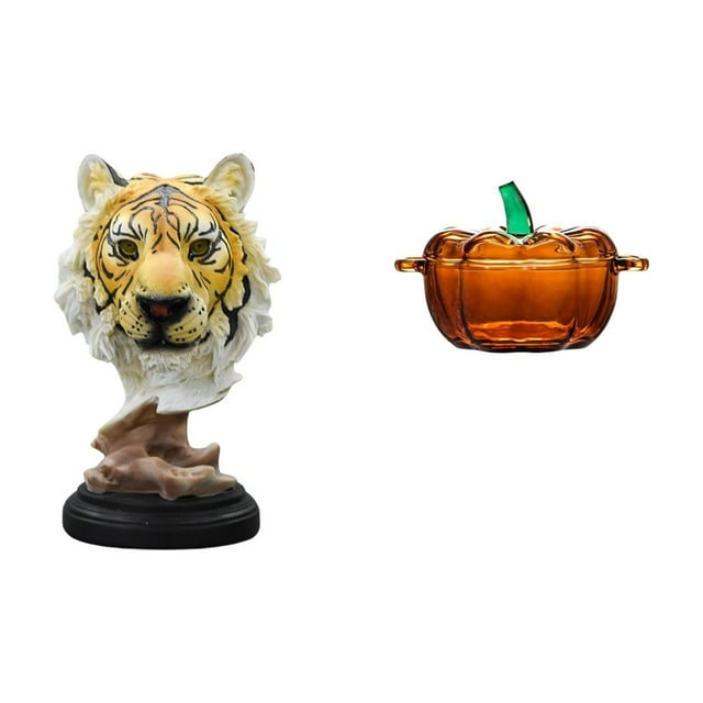 Escultura Moderna De Calabaza Con Cabeza De Tigre En Vidrio, Figura De Animal, Artesanía Para La Entrada, Sala De Estar, Estantería, Mesa, Pasillo, Tarro De Galletas, Tazón Naranja Para
