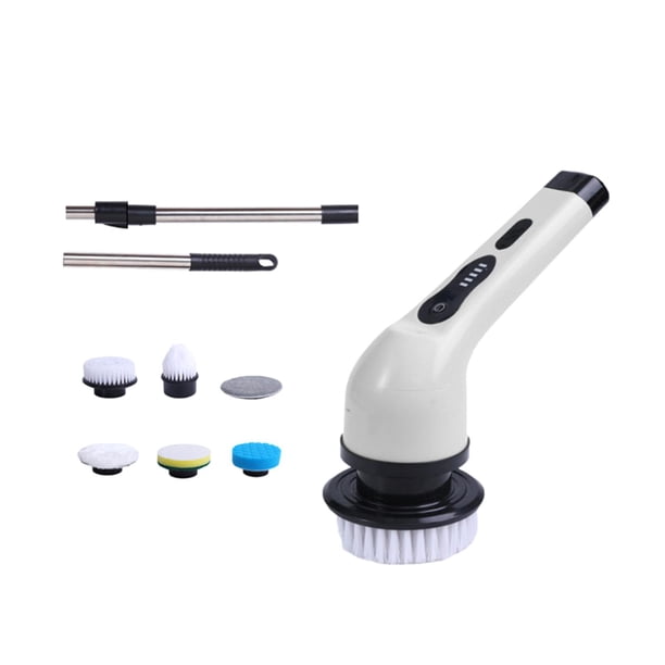 Cepillo de limpieza eléctrico, herramienta limpiadora, impermeable, portátil, de mano, para suelos, baldosas, bañeras, automóviles. Blanco