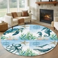 thumbnail image 2 of Rectangle Rug 5ft Area Rug, Nautical Turtle Whales Octopus Area Rugs for Living Room Bedroom, Summer Ocean Beach Theme Floor Mat Non-Slip Non-Shedding Carpet Indoor Accent Rugs, 2 of 9
