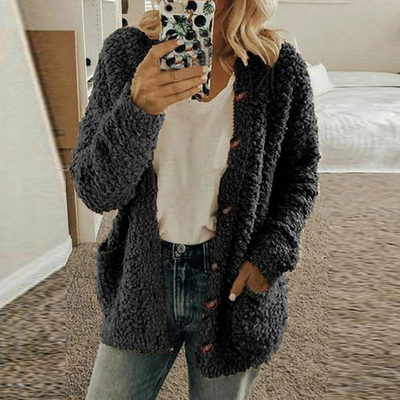 Meichang Womens Fuzzy Winter Coat Fleece Hooded Sherpa Jacket Plus Size Zipper Outerwear Long Sleeve Warm Outfit with Pocket