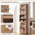 thumbnail image 6 of Costway Bathroom Cabinet, Slim Floor Storage Cabinet with 2 Fluted Doors,4 Rubber Feet Natural, 6 of 10