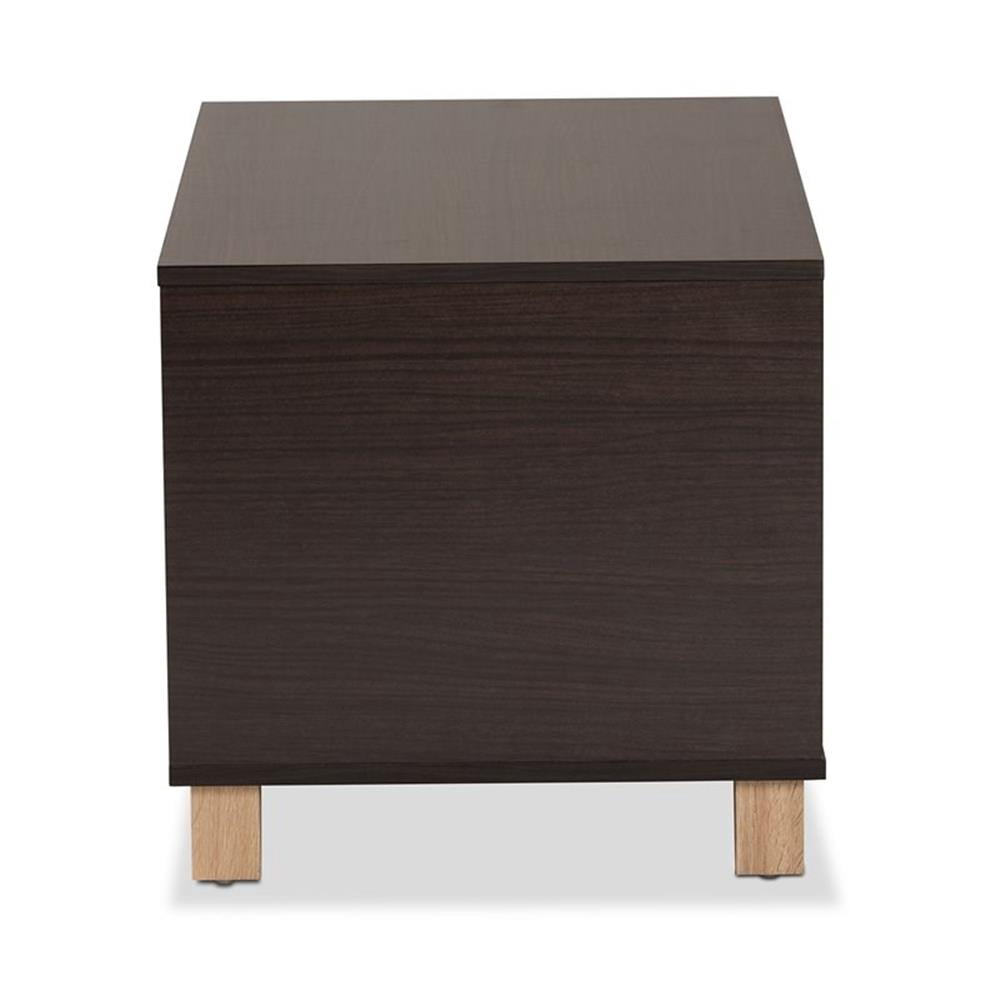 Pemberly Row Dark Brown and Oak Finished Cat Litter Box Cover House