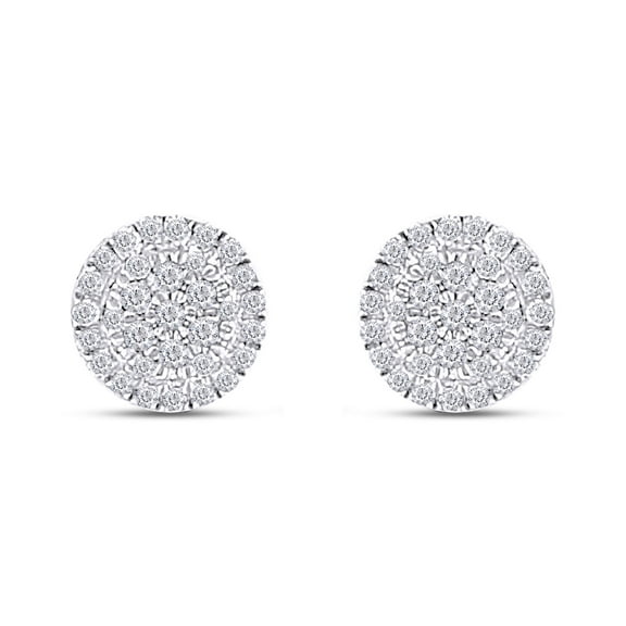 AFFY 1/5 Cttw 10k Solid Gold Round Cut White Natural Diamond Circle Cluster (G-H Color, I2-I3 Clarity)