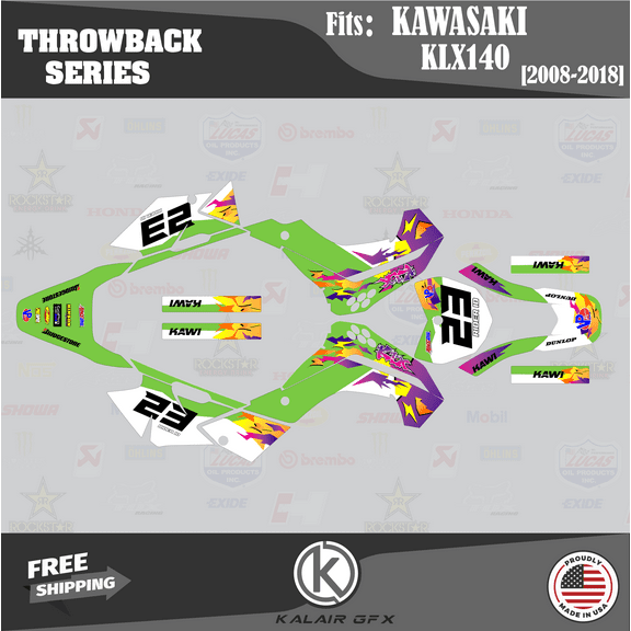 Kalair GFX Graphics Kit for Kawasaki KLX140 (2008-2018) Throwback Series