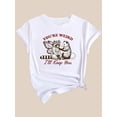 thumbnail image 3 of Camiseta de manga corta para mujer transpirable Moda de veranoWomen's Casual Fashion T-Shirt with Animal Wing and Letter Print, Round Neck, Short Sleeve, Polyester - Machine Washable, Black, Two Win, 3 of 7
