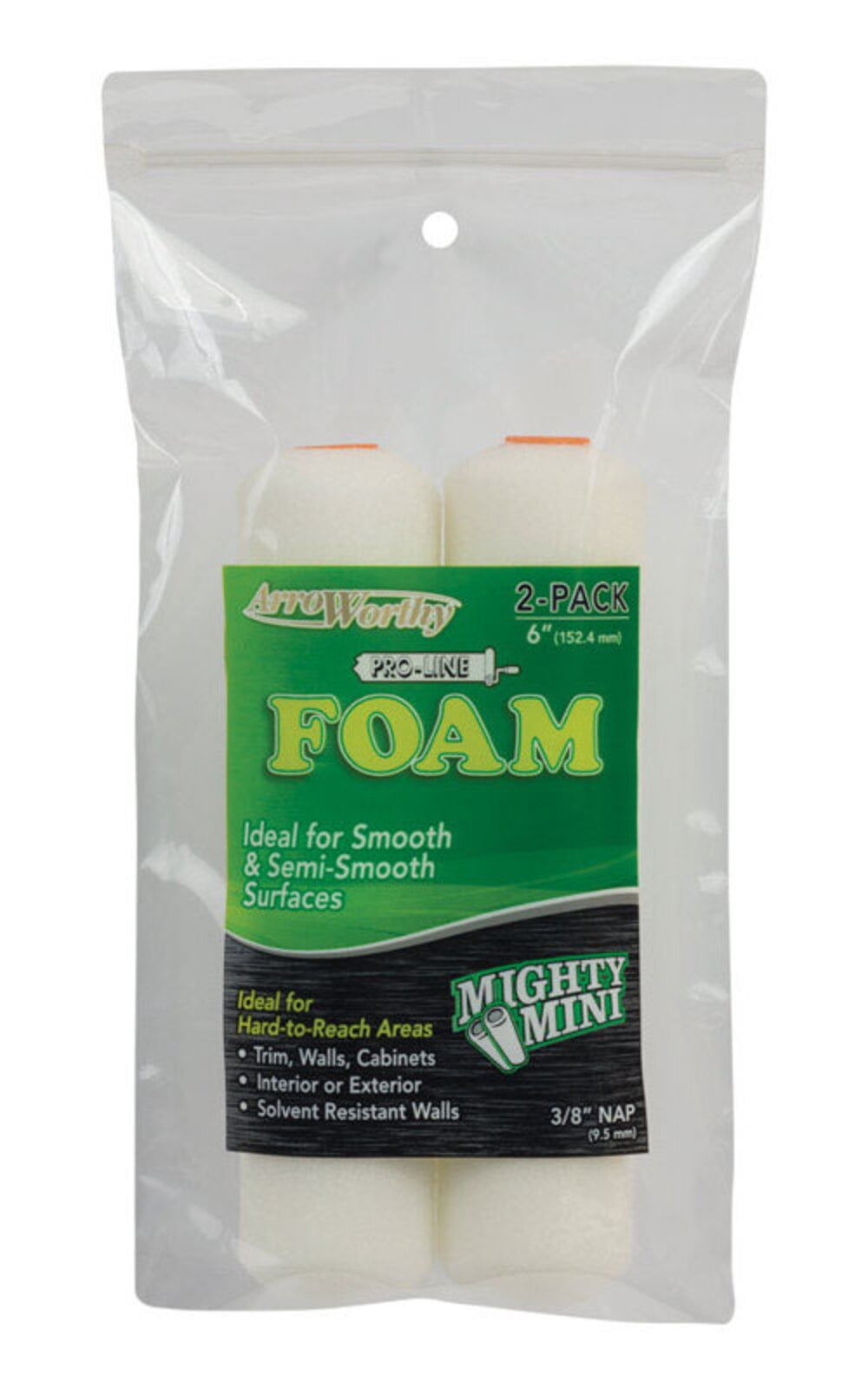 Arroworthy ProLine Foam 3/8 in. x 6.5 in. W Paint Roller Cover For Smooth to Semi-Smooth Surfac