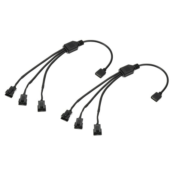 Uxcell 12V 4 Pin Splitter Cable, 2 Pcs PWM Fans RGB Power Cord with 1 to 3 ARGB SM Male Extension Connector Plug, Black