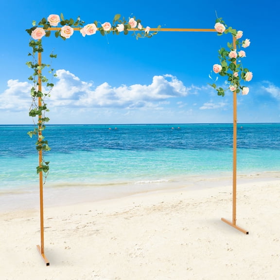 ChicHomey Wedding Metal Square Arch Stand,6.6 x6.6ft Garden Arch MetalArched Frame for Weddings Quinceaneras Party Event Decoration,Yellow