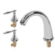 thumbnail image 2 of Grifo de lavabo de baño de estilo europeo con tres orificios y doble manija, de cobre, color plateado, 2 of 14