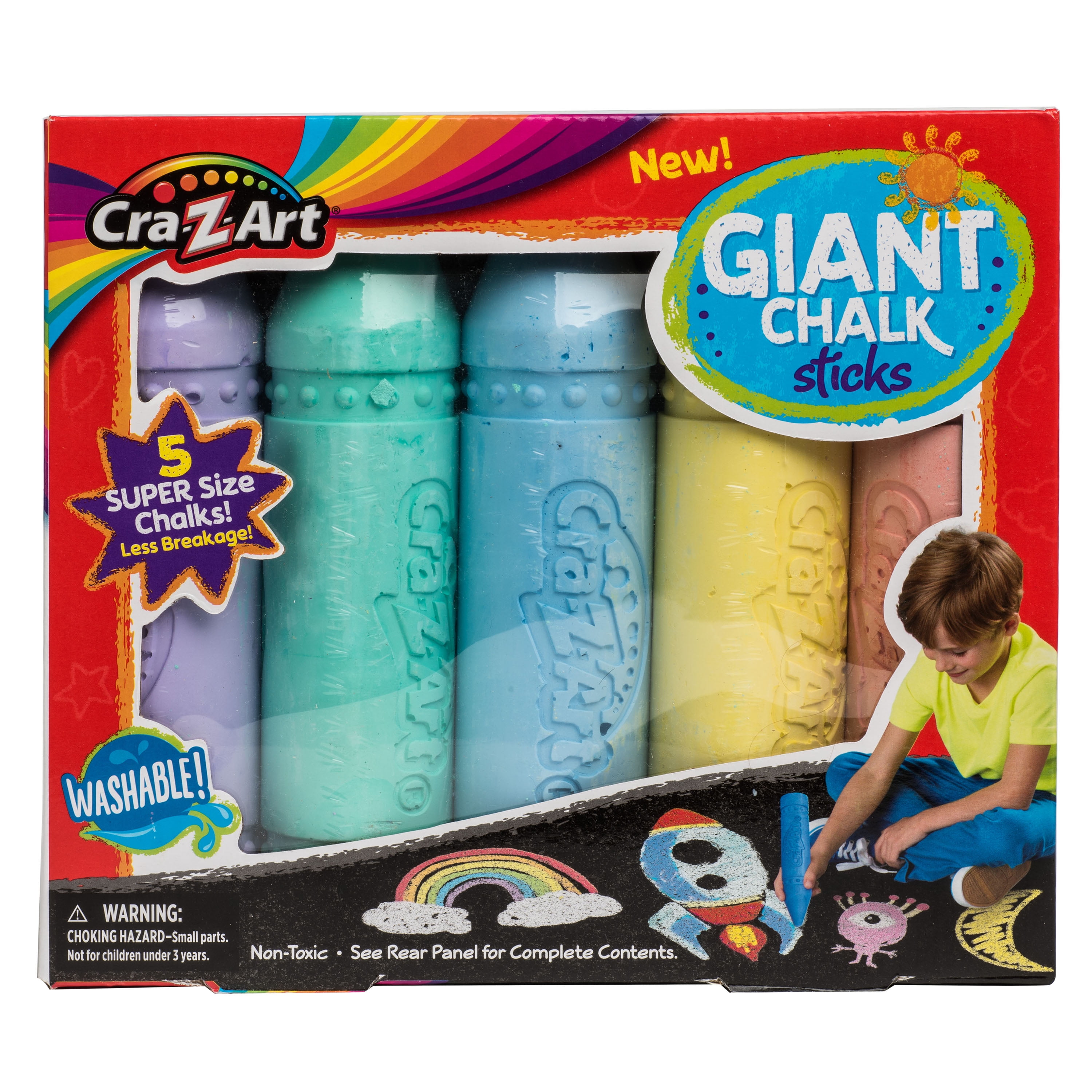 4 Total Pieces Giant Sidewalk chalk Colors may vary. 