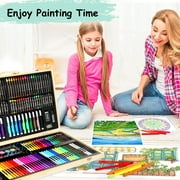 Xueyu Arts and Paints Supplies, 180 Piece Deluxe Drawing Painting Set with Wooden Case, Professional Kit, Drawing Painting Kit for Adults and Art Beginners