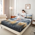 thumbnail image 4 of Homewish Smoky Jungle Twin Sheet Sets 3pcs for Teens Boys Girls,Moutain Woodland Twin Fitted Sheet Microfiber,Grey Orange Breathable Flat Sheet,Ultra Soft Home Decor, 4 of 7
