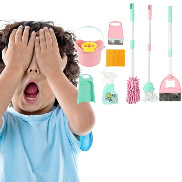 Juego De Limpieza Infantil De 62 Cm Con Escoba Y Recogedor | Mango Con Diseño De Oso | Herramienta De Aprendizaje Para El Hogar | Regalo Educativo Para Niños Pequeños