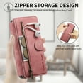 thumbnail image 4 of Allytechgroup Flip Wallet Cover Case for Samsung Galaxy S25 FE 6.7", RFID Blocking Retro PU Leather Shell with Cards Slots Zipper Pocket Ring Holder Kickstand Protective Case for Women Men, Pink, 4 of 7