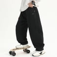 thumbnail image 5 of ZHANGDER Boys Sweatpants Teen Boys Baggy Barrel Pants Wide Leg Open Bottom Pants with Pockets Casual Streetwear, 5 of 6