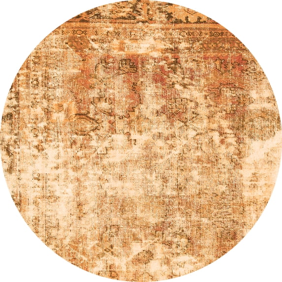 Ahgly Company Indoor Round Abstract Orange Modern Area Rugs, 6' Round