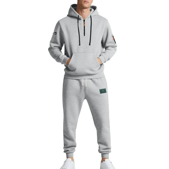 Pantalon pour Hommes Décontracté Chandail à Capuche Sport Manches Longues Ensemble Deux Pièces