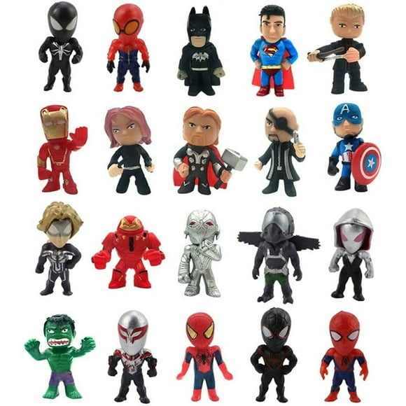 20 Pcs Superhero Mini Action Figures Sets for Kids Party Supplies, Cupcake, and Birthday Party! Bonus 25 Pcs Super Heroes Stickers!