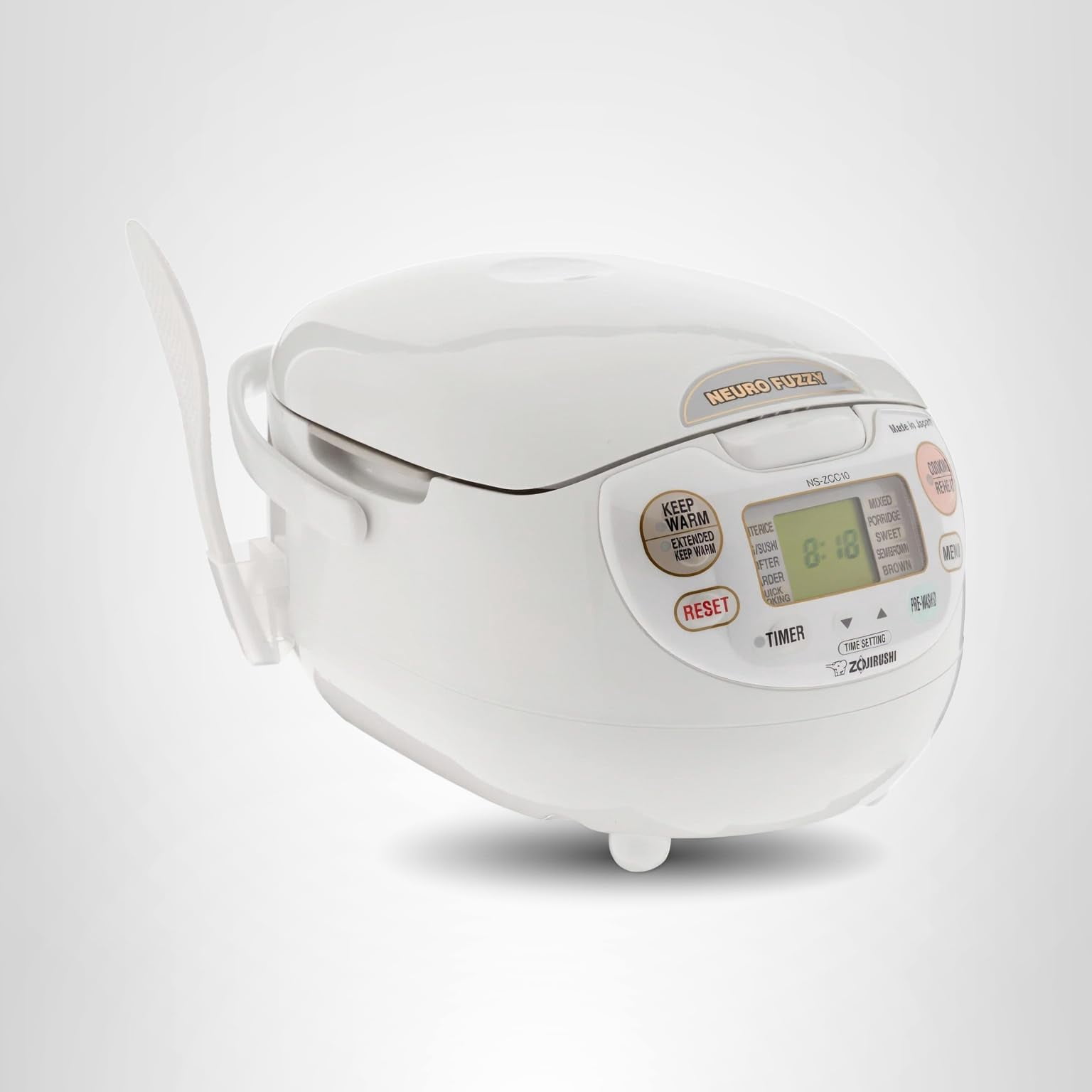 Zojirushi NS-ZCC10 5.5-Cup Neuro Fuzzy Rice Cooker & Warmer, Premium White, Made in Japan