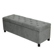 Joveco Ottoman with Storage Rectangle Bench for Bedroom Entryway Stool (Light Grey)