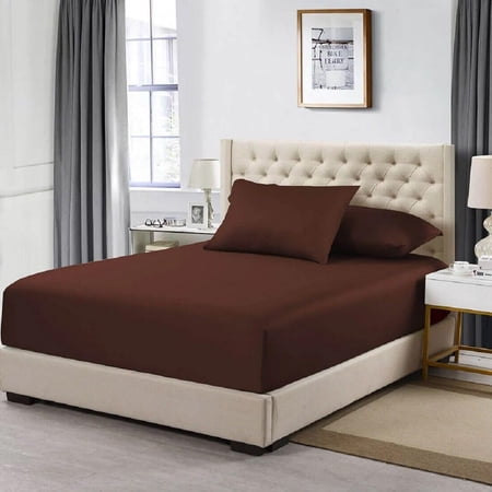 High Profile Fitted Sheet (22 Inches) Luxurious Cotton 608 Thread Count- Extra Deep Pocket (King Size) Fitted Sheet Only, Solid Chocolate
