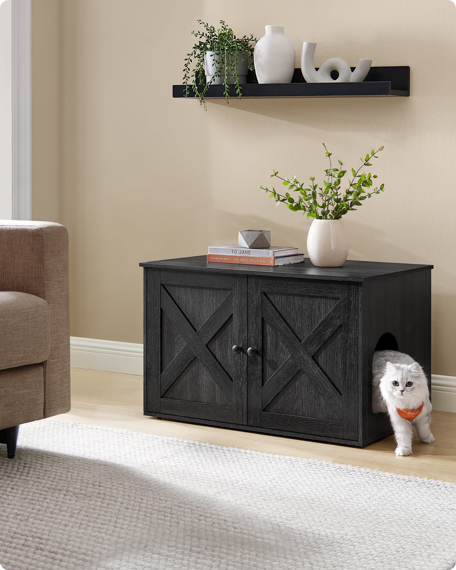 Feandrea Large Covered Litter Box Furniture with Hidden
