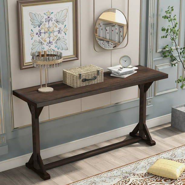 Romacci Livingroom Set Vintage Style Easy Assembly 58 Console Table Side With Firm Structure Brown Com Romacci Livingroom Set Vintage Style, Mainstays Parsons Console Table Instructions