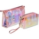 thumbnail image 1 of Bolsa de maquillaje holográfica de 2 uds, bolsa de maquillaje de PVC transparente, bolsa iridiscente con cremallera portátil, 1 of 5