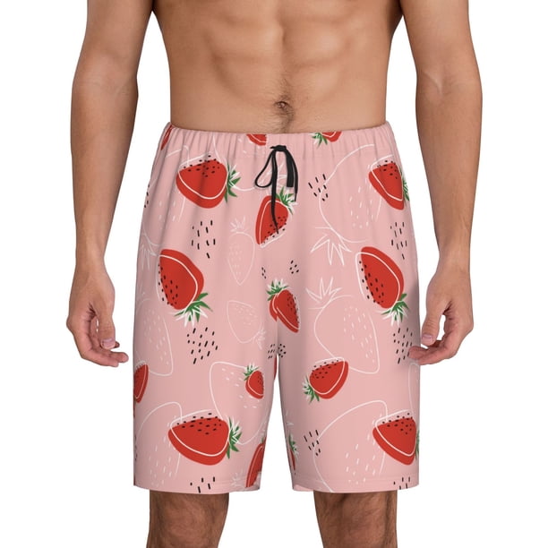 Fotbe Cute Strawberry C Pantalones Cortos de Pijama para Hombre, Ropa de Dormir, Pantalones de Pijama Cortos para Hombre-XX-Large