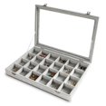 thumbnail image 1 of Jewelry Organizer Tray with Clear Lid 24 Grids Velvet Drawer Insert Jewelry Storage Box with Glass Lid Display Case Showcase Holder with Lock Gi, 1 of 7