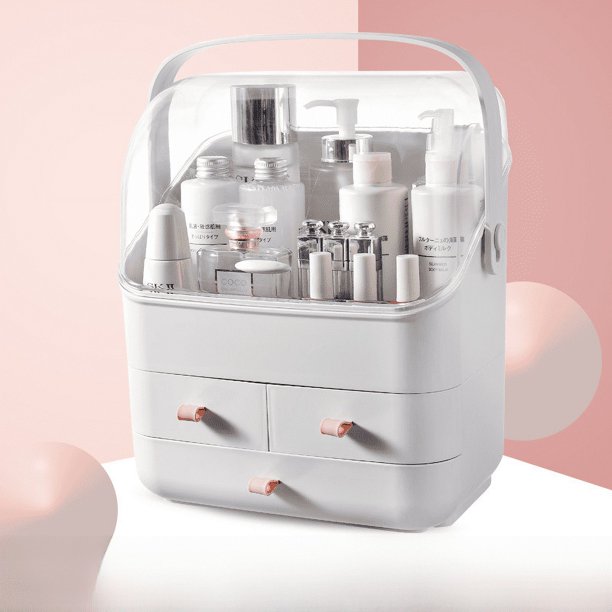 Caja de almacenamiento de cosméticos para el hogar, transparente, simple, a prueba de polvo, cajón de gran capacidad, caja de almacenamiento de escritorio