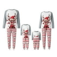 thumbnail image 1 of Christmas Family Matching Pajamas Set, Long Sleeve Crew Neck Elk Print T-shirt with Pants, 1 of 10