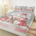 thumbnail image 3 of Feelyou Snowman Twin Sheet Sets for Kids, Christmas Cartoon Cabin Twin Fitted Sheet, Western Festival Flat Sheet, Lightweight Room Decor, 3pcs, 3 of 7