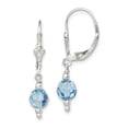 thumbnail image 1 of 925 Sterling Silver Blue Crystals Leverback Earrings Drop Dangle, 1 of 6