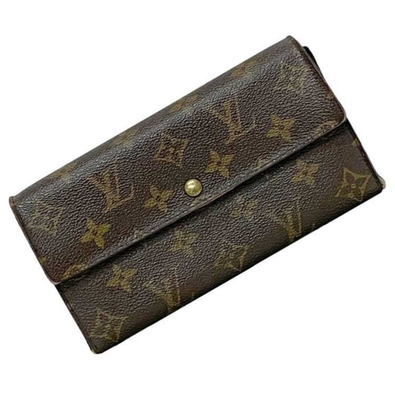 Pre-Owned Louis Vuitton Bifold Long Wallet Porte Monnaie Credit ec-24222 Brown... (Fair)