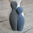 thumbnail image 5 of Znet3D Modern Mother and Children Decorative Sculpture, White, Grey  Blue Ribbed Design, Contemporary Art Figurine, 5 of 11