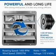 iPower 16 inch 1200 CFM Shutter Exhaust Fan Aluminum High Speed Vent Fan