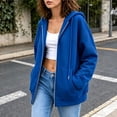 thumbnail image 5 of Edvintorg Women's Fashion Hoodies & Sweatshirts Long Sleeve Loose Casual Zip up Sweatshirt with Pocket Women's Clothing Blue L, 5 of 7