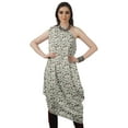 thumbnail image 2 of Moomaya Women's Printed One-Shoulder Cowl Kurti Sleeveless Dress Boho Party Designer Clothing, 2 of 7