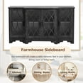 thumbnail image 6 of 58" Retro Sideboard, 4 Glass Door Buffet Cabinet with Curved Line Design, Ample Storage Console Table with Black Handle and 3 Adjustable Shelves, Coffee Bar for Living Room, Dining(Black), 6 of 9
