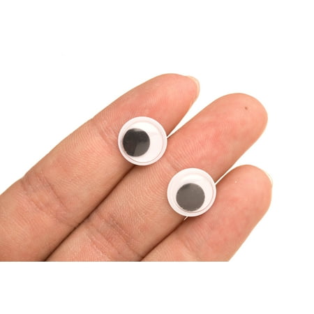 - 12mm Round Wiggle Eyes Glue-On Black And White Flat Back