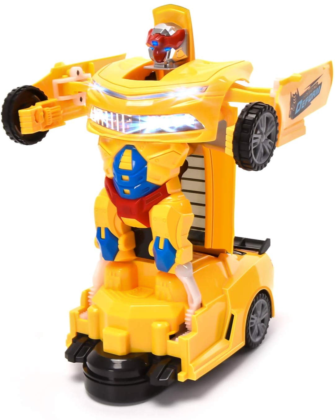 WonderPlay Battery Bumble Bee Transformer Style Car With Lights & Sounds - Yellow