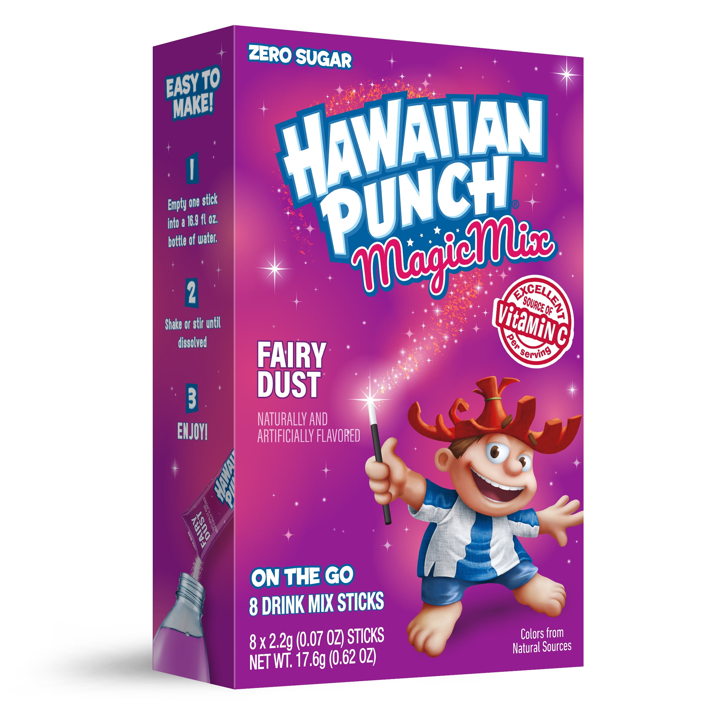 (6 pack) Hawaiian Punch Fairy Dust Powder Drink Mix, Sugar-Free, 8 Sticks