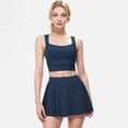 thumbnail image 2 of Women's Square Neck Cropped Tank Top with Wide Straps - Large, Navy, 2 of 7