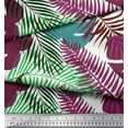 thumbnail image 2 of Soimoi Purple Japan Crepe Satin Fabric Tropical Leaves Printed Fabric 1 Yard 42 Inch Wide, 2 of 3