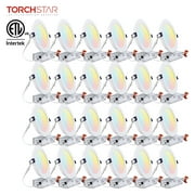 TORCHSTAR 24-Pack 6 Inch LED Recessed Lighting with Junction Box, CRI90, 5CCT Dimmable Ultra-Thin Recessed Downlight, 2700K-5000K Color Temperature Selectable, ETL and Energy Star Certified