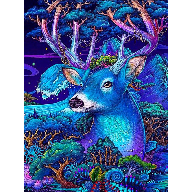 Pintura de diamantes de animales del bosque de ciervos, pintura de diamantes de imitación con taladro completo, arte de diamantes de cristal, 12x16 pulgadas