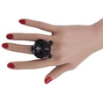 thumbnail image 3 of Women Black Metal Fashion Ring Elastic Band Jewelry Tiger Head, 3 of 8