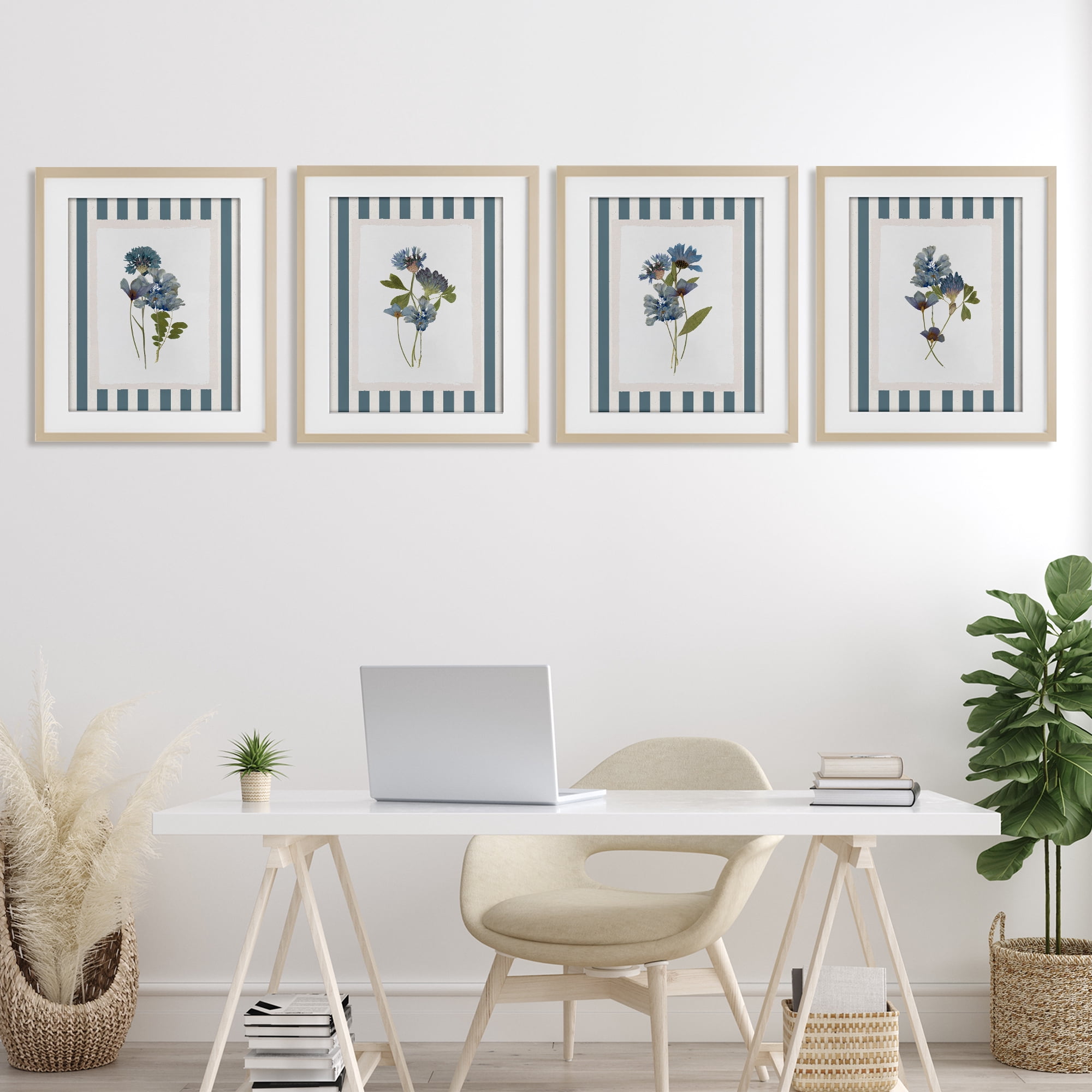 Stupell Industries Summer Memory Florals 4 Piece Birch Framed Print Under Glass Set, design by Val Rhodes
